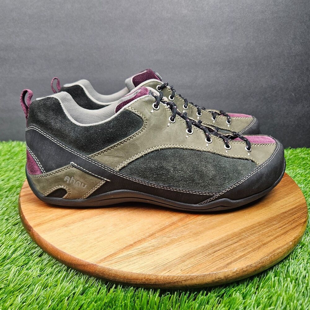 AHNU Womens Black Leather Sneakers Belgrove Hiking Shoes Size US 11 AF2331BEFG